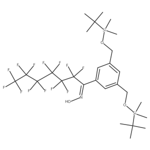 N-{1-[3,5-Bis({[tert-butyl(dimethyl)silyl]oxy}methyl)phenyl]-2,2,3,3,4,4,5,5,6,6,7,7,7-tridecafluoroheptylidene}hydroxylamine结构式
