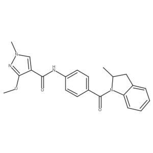 3-methoxy-1-methyl-N-(4-(2-methylindoline-1-carbonyl)phenyl)-1H-pyrazole-4-carboxamide结构式
