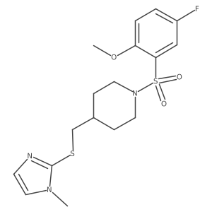 1-((5-fluoro-2-methoxyphenyl)sulfonyl)-4-(((1-methyl-1H-imidazol-2-yl)thio)methyl)piperidine结构式
