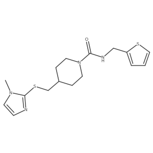 4-(((1-methyl-1H-imidazol-2-yl)thio)methyl)-N-(thiophen-2-ylmethyl)piperidine-1-carboxamide结构式