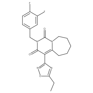 2-(3,4-difluorobenzyl)-4-(5-ethyl-1,2,4-oxadiazol-3-yl)-6,7,8,9-tetrahydropyrimido[1,6-a]azepine-1,3(2H,5H)-dione结构式