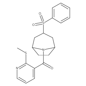 (2-(methylthio)pyridin-3-yl)((1R,5S)-3-(phenylsulfonyl)-8-azabicyclo[3.2.1]octan-8-yl)methanone Structure