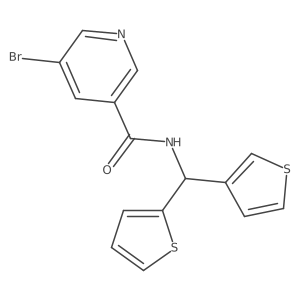 5-bromo-N-(thiophen-2-yl(thiophen-3-yl)methyl)nicotinamide结构式