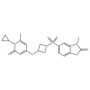 5-((3-((1-cyclopropyl-6-methyl-2-oxo-1,2-dihydropyridin-4-yl)oxy)azetidin-1-yl)sulfonyl)-3-methylbenzo[d]oxazol-2(3H)-one结构式