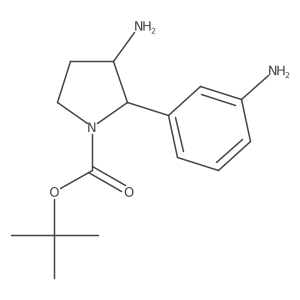 tert-Butyl 3-amino-2-(3-aminophenyl)pyrrolidine-1-carboxylate结构式