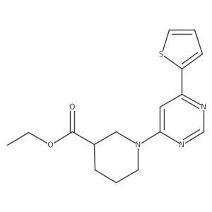 Ethyl 1-[6-(thiophen-2-yl)pyrimidin-4-yl]piperidine-3-carboxylate结构式