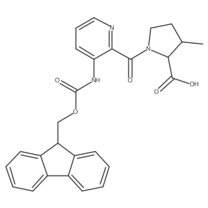 1-[3-({[(9H-fluoren-9-yl)methoxy]carbonyl}amino)pyridine-2-carbonyl]-3-methylpyrrolidine-2-carboxylic acid结构式