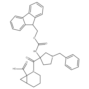 2-[1-benzyl-3-({[(9H-fluoren-9-yl)methoxy]carbonyl}amino)pyrrolidine-3-carbonyl]-2-azabicyclo[4.1.0]heptane-1-carboxylic acid结构式