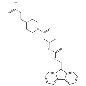 3-{1-[3-({[(9H-fluoren-9-yl)methoxy]carbonyl}amino)butanoyl]piperidin-4-yl}propanoic acid结构式