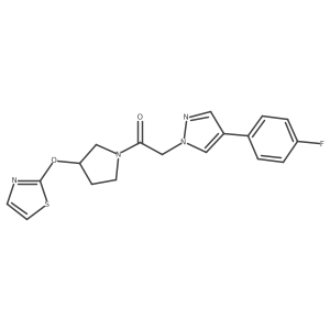 2-(4-(4-fluorophenyl)-1H-pyrazol-1-yl)-1-(3-(thiazol-2-yloxy)pyrrolidin-1-yl)ethanone结构式