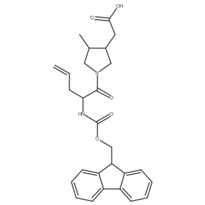 rac-2-[(3R,4R)-1-[2-({[(9H-fluoren-9-yl)methoxy]carbonyl}amino)pent-4-enoyl]-4-methylpyrrolidin-3-yl]acetic acid结构式
