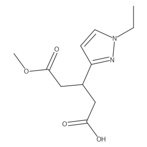3-(1-ethyl-1H-pyrazol-3-yl)-5-methoxy-5-oxopentanoic acid Structure