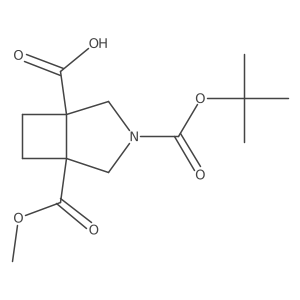 (1R,5S)-3-[(tert-butoxy)carbonyl]-5-(methoxycarbonyl)-3-azabicyclo[3.2.0]heptane-1-carboxylic acid结构式