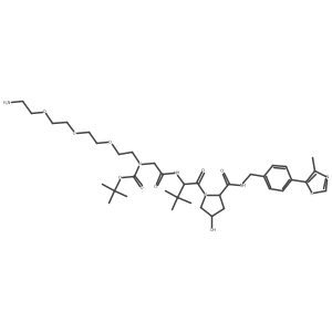tert-butyl N-[2-[2-[2-(2-aminoethoxy)ethoxy]ethoxy]ethyl]-N-[2-[[(1S)-1-[(2S,4R)-4-hydroxy-2-[[4-(4-methylthiazol-5-yl)phenyl]methylcarbamoyl]pyrrolidine-1-carbonyl]-2,2-dimethyl-propyl]amino]-2-oxo-ethyl]carbamate结构式