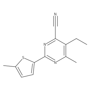 5-Ethyl-6-methyl-2-(5-methylthiophen-2-yl)pyrimidine-4-carbonitrile结构式