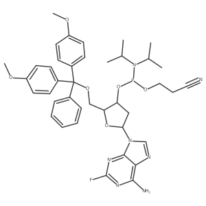 (2R,3S,5R)-5-(6-Amino-2-fluoro-9H-purin-9-yl)-2-((bis(4-methoxyphenyl)(phenyl)methoxy)methyl)tetrahydrofuran-3-yl (2-cyanoethyl) diisopropylphosphoramidite Structure