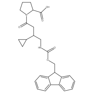 (2R)-1-[3-cyclopropyl-4-({[(9H-fluoren-9-yl)methoxy]carbonyl}amino)butanoyl]pyrrolidine-2-carboxylic acid Structure