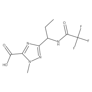 1-methyl-3-[(1S)-1-(2,2,2-trifluoroacetamido)propyl]-1H-1,2,4-triazole-5-carboxylic acid结构式