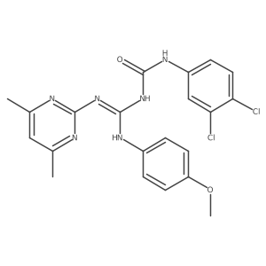 1-(3,4-dichlorophenyl)-3-{(Z)-[(4,6-dimethylpyrimidin-2-yl)amino][(4-methoxyphenyl)amino]methylidene}urea结构式