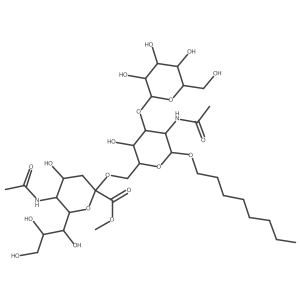I+/--D-Galactopyranoside, octyl O-(N-acetyl-1-methyl-I+/--neuraminosyl)-(2a6)-O-[I(2)-D-galactopyranosyl-(1a3)]-2-(acetylamino)-2-deoxy-结构式