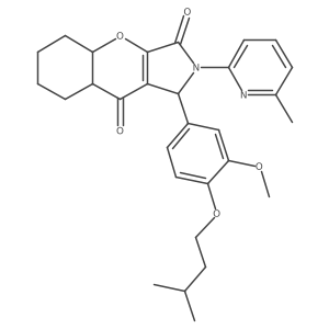 1-[3-methoxy-4-(3-methylbutoxy)phenyl]-2-(6-methylpyridin-2-yl)-4a,5,6,7,8,8a-hexahydro-1H-chromeno[2,3-c]pyrrole-3,9-dione Structure