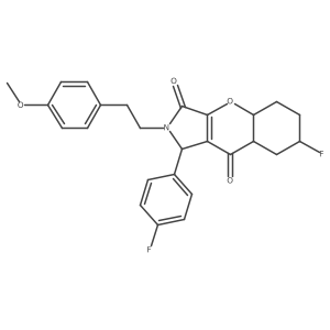 7-fluoro-1-(4-fluorophenyl)-2-[2-(4-methoxyphenyl)ethyl]-4a,5,6,7,8,8a-hexahydro-1H-chromeno[2,3-c]pyrrole-3,9-dione Structure