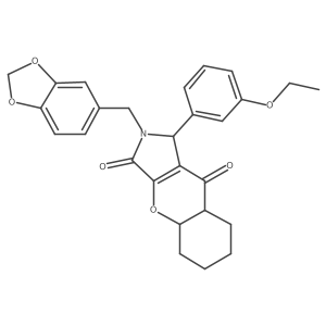 2-(1,3-benzodioxol-5-ylmethyl)-1-(3-ethoxyphenyl)-4a,5,6,7,8,8a-hexahydro-1H-chromeno[2,3-c]pyrrole-3,9-dione Structure