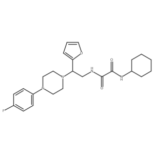 N1-cyclohexyl-N2-(2-(4-(4-fluorophenyl)piperazin-1-yl)-2-(furan-2-yl)ethyl)oxalamide结构式