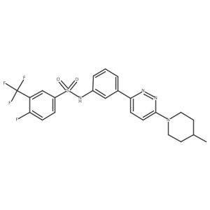 4-fluoro-N-{3-[6-(4-methylpiperidin-1-yl)pyridazin-3-yl]phenyl}-3-(trifluoromethyl)benzene-1-sulfonamide结构式