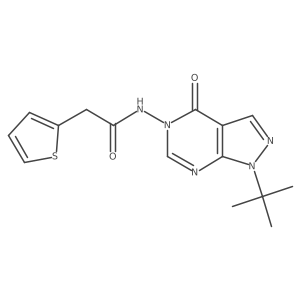 N-(1-(tert-butyl)-4-oxo-1H-pyrazolo[3,4-d]pyrimidin-5(4H)-yl)-2-(thiophen-2-yl)acetamide结构式