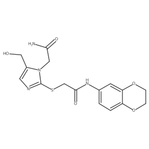2-((1-(2-amino-2-oxoethyl)-5-(hydroxymethyl)-1H-imidazol-2-yl)thio)-N-(2,3-dihydrobenzo[b][1,4]dioxin-6-yl)acetamide Structure