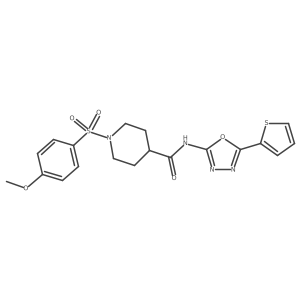 1-((4-methoxyphenyl)sulfonyl)-N-(5-(thiophen-2-yl)-1,3,4-oxadiazol-2-yl)piperidine-4-carboxamide结构式