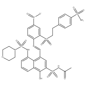 Acetamide, N-[[4-[2-[2-[[2-[4-(aminosulfonyl)phenyl]ethyl]sulfonyl]-4-nitrophenyl]diazenyl]-1-hydroxy-5-[(4-morpholinylsulfonyl)amino]-2-naphthalenyl]sulfonyl]- Structure