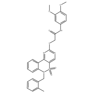 N-(3,4-dimethoxyphenyl)-2-((6-(2-methylbenzyl)-5,5-dioxido-6H-benzo[c]pyrimido[4,5-e][1,2]thiazin-2-yl)thio)acetamide结构式