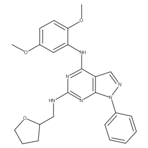 N4-(2,5-dimethoxyphenyl)-1-phenyl-N6-((tetrahydrofuran-2-yl)methyl)-1H-pyrazolo[3,4-d]pyrimidine-4,6-diamine Structure