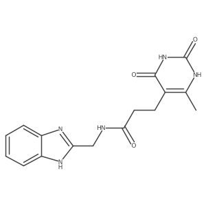 Cc1[nH]c(=O)[nH]c(=O)c1CCC(=O)NCc1nc2ccccc2[nH]1结构式