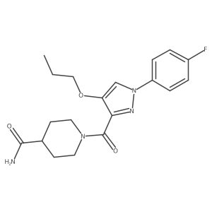 1-(1-(4-fluorophenyl)-4-propoxy-1H-pyrazole-3-carbonyl)piperidine-4-carboxamide结构式