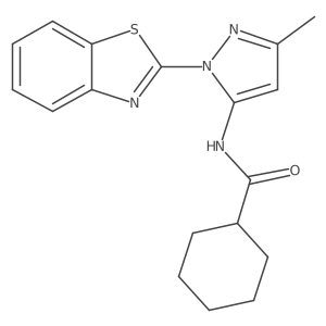 N-(1-(benzo[d]thiazol-2-yl)-3-methyl-1H-pyrazol-5-yl)cyclohexanecarboxamide结构式