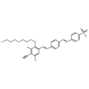 4-[2-[4-[2-[6-Amino-5-cyano-3-[[3-(3-hydroxypropoxy)propyl]amino]-4-methyl-2-pyridinyl]diazenyl]phenyl]diazenyl]benzenesulfonic acid结构式
