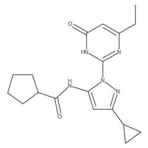N-(3-cyclopropyl-1-(4-ethyl-6-oxo-1,6-dihydropyrimidin-2-yl)-1H-pyrazol-5-yl)cyclopentanecarboxamide结构式