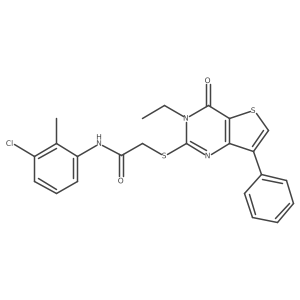 N-(3-chloro-2-methylphenyl)-2-[(3-ethyl-4-oxo-7-phenyl-3,4-dihydrothieno[3,2-d]pyrimidin-2-yl)thio]acetamide结构式