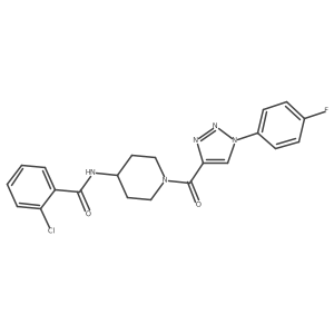 2-chloro-N-{1-[1-(4-fluorophenyl)-1H-1,2,3-triazole-4-carbonyl]piperidin-4-yl}benzamide结构式
