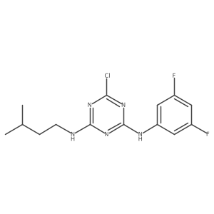 1,3,5-Triazine-2,4-diamine, 6-chloro-N2-(3,5-difluorophenyl)-N4-(3-methylbutyl)- Structure