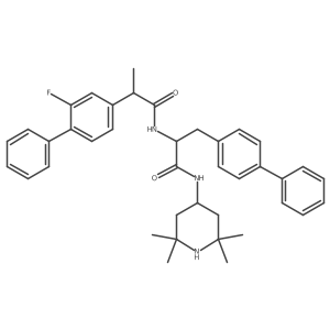 (2S)-2-[[(2S)-2-(3-fluoro-4-phenylphenyl)propanoyl]amino]-3-(4-phenylphenyl)-N-(2,2,6,6-tetramethylpiperidin-4-yl)propanamide结构式