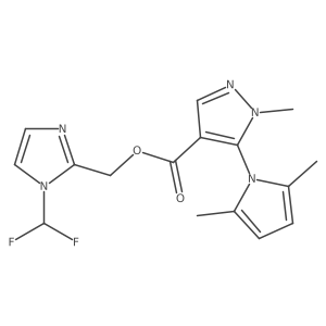 1H-Pyrazole-4-carboxylic acid, 5-(2,5-dimethyl-1H-pyrrol-1-yl)-1-methyl-, [1-(difluoromethyl)-1H-imidazol-2-yl]methyl ester结构式