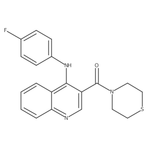 (4-((4-Fluorophenyl)amino)quinolin-3-yl)(thiomorpholino)methanone结构式