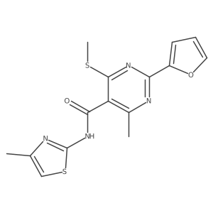 2-(furan-2-yl)-4-methyl-N-(4-methyl-1,3-thiazol-2-yl)-6-(methylsulfanyl)pyrimidine-5-carboxamide结构式