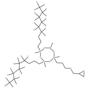 2,4,6,8-Tetramethyl-2-[3-(2-oxiranylmethoxy)propyl]-4,6-bis((perfluorohexyl)propyl)cyclotetrasiloxane Structure