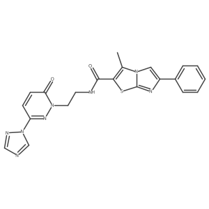 3-methyl-N-(2-(6-oxo-3-(1H-1,2,4-triazol-1-yl)pyridazin-1(6H)-yl)ethyl)-6-phenylimidazo[2,1-b]thiazole-2-carboxamide结构式