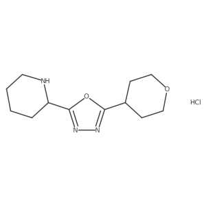 2-[5-(Oxan-4-yl)-1,3,4-oxadiazol-2-yl]piperidine hydrochloride结构式